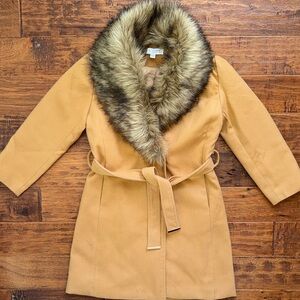 Ivy City Co Kids Sloane Camel Tan Peacoat with Removable Faux Fur Collar, 9/10